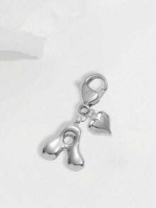 1pc Silver Bubble Letter Cute Necklace Pendant, Bag Charm - Includes Shiny Crystal Pendant & Gold Heart Pendant, Letters A-Z, Alloy Bag/Backpack Hanging Decoration - Perfect Gift For Birthday & Special Occasions, Keychain, Wallet & Purse Accessory For Women & Girls - Silver - View 8