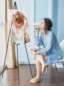 1 件可折叠便携式画架适用于婚礼标志、展示海报、金属白色可调节艺术画架、即时折叠三脚架用于绘画画布、婚礼欢迎标志 [带储物袋] 夏季生日礼物海滩返校学校用品房间装饰 - 黑色 - 查看 1