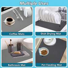 1PC Solid Color Dish Drying Mat, Non-Slip Absorbent Wear-Resistant Coffee Machine Mat, Soft Diatomaceous Mud Draining Mat, Restaurant Bar Mat, Pet Mat, Tableware Mat, Bathroom Mat, Countertop Mat, With Table Decoration, Home Kitchen Supplies