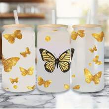 3 Stück bunte Schmetterlingsmuster Design UV DTF Tassen Umwicklungen Abziehbilder Transferdruck wasserdicht selbstklebende Aufkleber für Tasse Wasserflasche, DTF Transferaufkleber für 16 Unzen Glasverpackung, 3D Kristallaufkleber wasserdicht und kratzfest, DIY Umwicklungsübertragungsaufkleber Mode Frauen Aufkleber DIY Handwerke-Hohe Qualität (11x24cm) 4,3inx9,4in