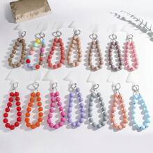 1pc New Macaroon Color Acrylic Bead Lanyard Wrist Strap, Short Wrist Strap Phone Hanging Rope Shockproof Wristlet For Phone Case