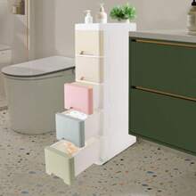 Narrow Floor Bathroom Storage Cabinet With Slide Out Drawers For Small Space - 1 - View 1