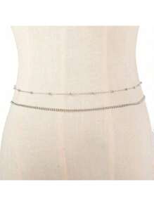 1 Set Of Fashionable Round Bead Chain Double-Layer Women's Waist Chain Body Chain Belly Chain Waist Accessories