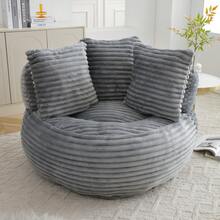 Giant Bean Bag Chair With Ottoman, Memory Foam Filled Corduroy Gaming Chair,With Pedals,Faux Fur Shell-Shaped Lounge Chair - Floor Sofa For Living Room, Home Theater, Play Zone - & Non-Slip Base,Very Suitable For Bedrooms, Living Rooms, Game Rooms, Study Rooms, Offices, Or Apartments. - A-灰色(燈芯絨) - 查看 2