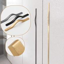 1 Pc Simple Aluminum Alloy Black Brushed Furniture Cabinet Door Handles Curved Wardrobe Drawer Cabinet Door Handle Furniture Hardware