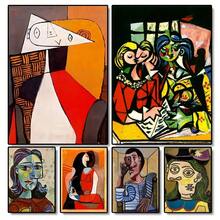 1 pieza/3 piezas Obra de arte de pared Pósteres con marco opcional Vintage Pop Arte del artista Pablo Picasso Arte clásico Impresión en lienzo Póster Estilo cubista Arte abstracto de personaje Pintura artística de pared Adecuado para decoración del hogar Sin marco/Con marco Lienzo Artístico - Multicolor - Ver 1