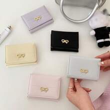 Wallets Girls Cute Bow Small Wallet Aesthetic Card Holder ID Window (Multi-Color Available) For Women Wallet Mini Wallet Purse Wallet Card Wallet - Multicolor - View 1