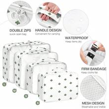 8pcs Travel Packing Cubes Set,Travel Portable Clothes Storage Bags, Compression Storage Shoe Bag, Clothing Underwear Bag, Luggage Packing Organizers,Pack Your Luggage With Ease ,Travel Essential Accessories - 白仙人掌 - 查看 3