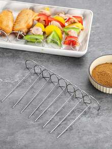 10pcs Stainless Steel BBQ Skewers For Grilling, Versatile Barbecue Needles, BBQ Sticks, Vertical Skewer Air Fryer Accessories, Oven Safe, , Rust-Resistant, Perfect For Outdoor Cooking, Home Barbecue, And Kitchen Supplies, Air Fryer Essentials, Spiral Handle Design, Rustresistant Needles, Grilling Accessories For Outdoor Grill, Perfect For Home, Outdoor, Holiday, Other Holiday Parties, Birthday Party Tableware - Multicolor - View 2