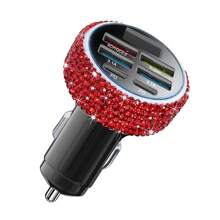 1 pièce Chargeur de voiture 2-en-1/8-en-1 avec strass, câble de charge 3-en-1 avec strass, charge rapide, Type C, USB, adaptateur de voiture, compatible avec Apple, téléphone, caméra de tableau de bord, iPad, GPS, cadeau pour les vacances/anniversaire