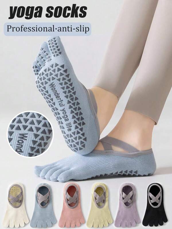 1/3/6 Pairs Women's Multi-Color Professional Yoga Socks, Non-Slip Silicone Boat Socks For Pilates, Indoor Flooring, Suitable For Autumn/Winter, Spring/Summer Sports Wear