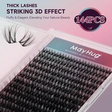 Pestañas Lash Clusters DIY Eyelash Extensions 144 Clusters Lashes D Curl 3D Eyelash Clusters Extensions Wispy Lashes Cluster UltraSoft Er Light DIY At Home Prism - 纖細棱鏡 - 查看 8