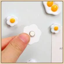 Realistic Kitchen Fridge Magnets Fake Fried Egg Decor, Black & White Version For Photo Wall, Home Kitchen Office Whiteboard Cabinet Decoration, Gifts For Friends & Family, Valentine's Day