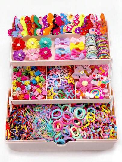884 Peças/Conjunto De Acessórios Fofos Para Cabelo De Meninas, Variados Scrunchies, Presilhas Doces, Decorações Para Cabelo, Elásticos Para Cabelo, Porta-Rabos, Coleção De Presilhas De Cabelo Para Uso Diário