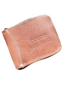 Carteira de couro masculina grande - Marrom - Visão 3