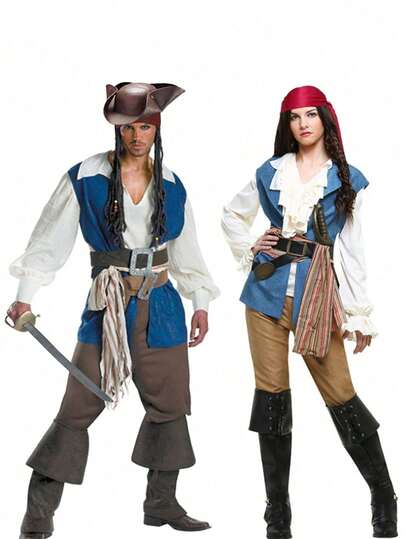 Conjunto de sombrero de pirata - Sombrero de pirata vintage, pañuelo para la cabeza, telescopio, parche para el ojo, disfraz de yate de tapa redonda, cosplay, decoración de fiesta, San Valentín, estilismo personalizado, estilismo sexy, accesorios para actividades, adecuado para salidas diarias, verano, playa, fiesta