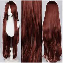 40英寸短款合成假发，带刘海，男女通用，适合男士佩戴，层次感直发，无胶耐热纤维，高密度，外观自然