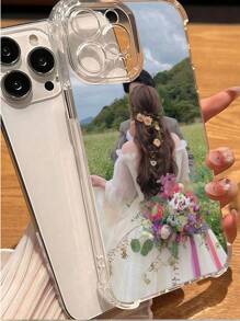 1 carcasă de telefon mobil personalizabilă, transparentă TPU, cu patru colțuri, anti-cădere, din silicon, compatibilă cu telefoanele Apple/Galaxy/Realme/Honor/Redmi/OPPO, potrivită pentru Ziua Tatălui, Ziua Muncii, Ziua Îndrăgostiților, ziua de naștere, cuplu, relații părinte-copil, pisică, câine, floare, fluture, design personalizat cu text și imagine, carcasă de telefon unică