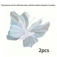 1Pc Silk Yarn Artificial Butterfly Mariage Decor Wedding Party Outdoor Holiday Decoration Display Giant Gauze Fake Butterfly Gifts Birthday Graduation