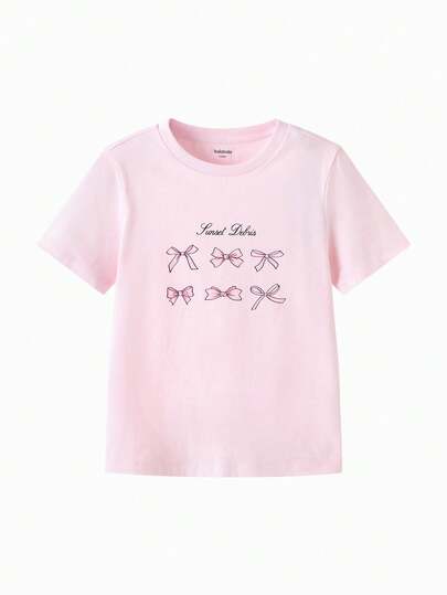 Balabala 女童短袖T恤，2025新款夏季加大码甜美纯棉上衣，适合青少年