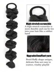 Ponytail Bubble Braid Wig, Natural Braids Girly Fishtail Braid Hair Extension - Multicolor - View 6