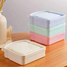 1pc Portable Wheat Straw Lunch Box, Bento Box, Sandwich Box, Food Storage Container For Toast, Bread And Sandwich, School Supplies, Back To School - Multicolor - View 1