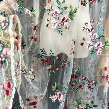 1 Piece Of Soft And Skin-Friendly Mesh Fabric With Colorful Embroidered Floral Lace Embroidery, Designed For DIY Sewing