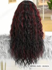 28 Inch Long Curly Synthetic Wig Without Bangs: Natural Appearance, Heat Resistant, Suitable For Parties, Cosplay, Daily Wear, Makes A Great Gift For Girls, And An Ideal Summer Holiday Accessory. - Red Highlight - View 6
