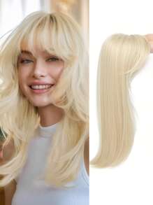 [22-Zoll Geradlinige Perücke Wig Block] Elegante 22-Zoll geradlinige Perücke Wig Block für Frauen, Hitzebeständige Faser, helles Braun bis Schwarz verlaufend, Volumen-Haarteil für mittleres Alter, einfach zu tragen, ideales Weihnachtsgeschenk