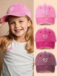 1 chiếc Mũ bóng chày in hình trái tim thoáng khí cho trẻ em, thích hợp cho Ngày thiếu nhi, Trở lại trường, Đội hàng ngày và Đi nghỉ - Nhiều màu - Xem 1