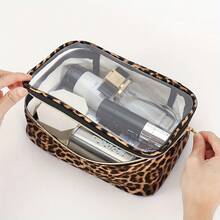 1pc Portable Leopard Print Makeup Bag, Toiletry Bag, Unisex Fitness Storage Pouch Make Up Bag - Multicolor - View 6