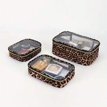 1pc Portable Leopard Print Makeup Bag, Toiletry Bag, Unisex Fitness Storage Pouch Make Up Bag - Multicolor - View 1