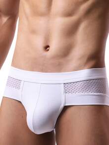 拼接比基尼男士U型凸丁字裤内裤，凉爽网眼性感透气内衣