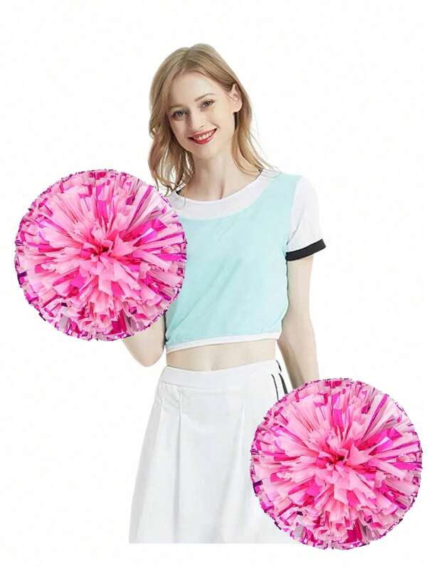 2 Peças Pompons Rosas, Pompons de Torcida Adequados para Dança, Jogos Esportivos, Agitadores de Torcida para Festas, Suprimentos de Cheerleading