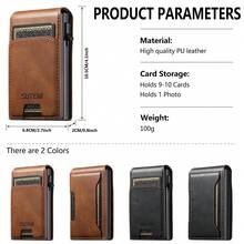 Cartera de hombre SUTENI de piel sintética con porta tarjetas. Cartera con tapa, ranuras para tarjetas y botón para expulsar las tarjetas automáticamente. Regalo ideal para hombres, familiares, amigos y personas mayores. Color negro/marrón - Marrón - Ver 10