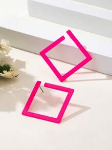1 par de pendientes cuadrados de hierro minimalistas y modernos para mujer, joyería para fiestas y uso diario