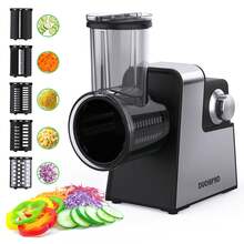 Electric Cheese Grater, Electric Slicer Shredder With 5 Versatile Blades, Electric Slicer Shredder, Digital Salad Machine For Fruits, Vegetables, Cheeses - US A Type Plug(110-127V) - View 1