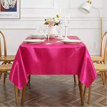 1 chiếc khăn trải bàn bằng vải satin trơn màu chất lượng cao dùng cho tiệc tùng, nhà hàng - Màu Hồng Tươi - Xem 5