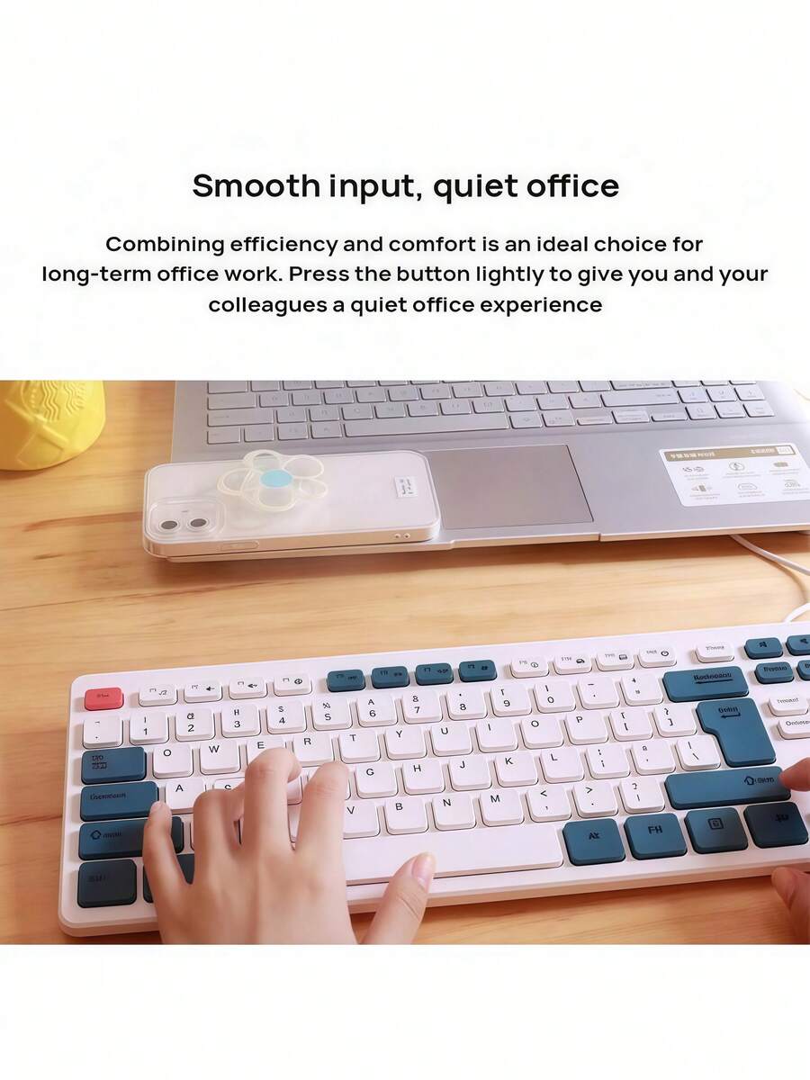Acer Teclado con cable OAK920 - Teclado de oficina ultra silencioso con diseño ergonómico | Teclas resistentes al desgaste grabadas con láser | 19 accesos directos multimedia | Conexión USB Plug & Play anti-interferencias | Perfecto para programación, escritura y entrada de datos - Azul marino profundo - Ver 1