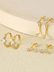 3 طقم أقراط للنساء، أقراط صغيرة للحواف والدائرية وقفل الأذن للثقوب المتعددة، لا تسبب الحساسية، مجموعة أقراط ثقب الغضروف