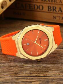 Waterproof Date Quartz Watch For Men & Women, Athletic Wrist Watch,Minimalist & Stylish - Orange - View 4