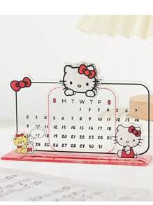 Sanrio 1 pièce Décoration de calendrier en acrylique Sanrio, affichage de bureau étudiant de dessin animé en stock, clips transparents mignons de calendrier, cadeau pour enfants et amis