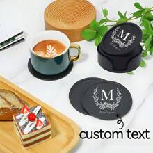 1/3/6pcs Custom Silicone Cup Coaster Set, Personalized Letter/Name Design, 10cm Round, Heat-Resistant, Non-Slip, 0.5mm Thick