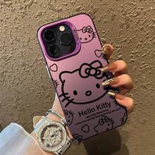 Sanrio 1 Pc Licensed Cartoon Phone Case Featuring Princess Ariel, Designed To Be Shockproof And Drop-Resistant, Compatible With Iphone Models 16/15/14/13/12/11/7/8/7 Plus/10 Plus/Xs Max/Xs/X/Xr, Making It A Perfect Gift For Holidays And Birthdays. - Silver Shell-purple-line Hello Kitty - View 1