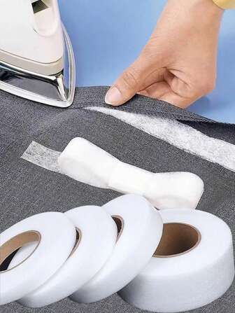1pc Double Sided Adhesive Interlining ,Adhesive Fabric, Non Woven Hemming Tape For Garment Accessories Ideal For Curtains ,Shorten The Pants And Crafts Easy To Use And No Sew(1/1.5/2/3cm Width)