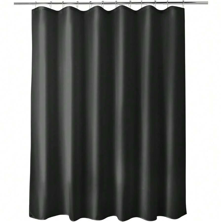 New Titanker Fabric Shower Curtain Liner Washable With 2 Magnets, 70 X 72 Inches, Waterproof, Soft Fabric, Lightweight Polyester, Black - 黑色 70 英吋寬 x 72 英吋長(1 包) - 查看 1