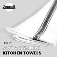 New Zeppoli Classic Kitchen Towels - 30 Pack 100% Natural Cotton Towel Set, Reusable Wash Cloths, Absorbent Dish Towels, Machine Washable Hand Towels, Kitchen Essentials, 14\U201d By 25\U201d, Black Striped - Black Stripe Linen Towels 30 pk (M) - View 2
