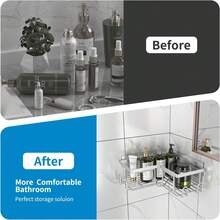 Youvip Adhesive Corner Shower Caddy - No Drilling Wall Mounted Shower Shelves-Rustproof, Organizer For Bathroom With Soap Holder. Silver - 銀色 - 查看 7