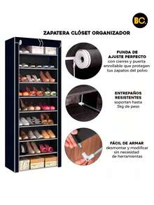 Big City Mueble Zapatera Armario Organizador Repisa Armable Multiusos 9 Niveles 27 pares - Negro - Ver 2