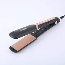Plancha de pelo 2 en 1 para rizar y alisar con 4 ajustes de temperatura, placas de cerámica con iones negativos y turmalina, calentamiento instantáneo, sin interruptor físico de encendido/apagado